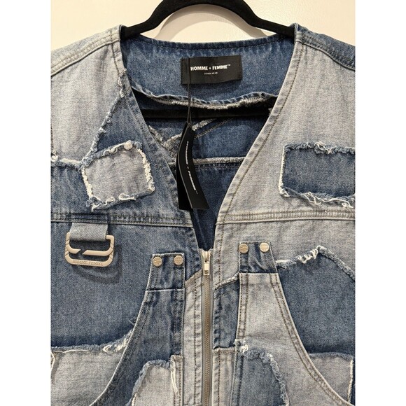 Homme + Femme Patchwork Denim Vest Spring 2023 Men Size Large Designer NWT - Picture 3 of 9
